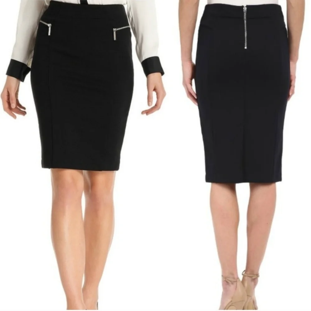 Michael Kors Black Gold Zippered Skirt Size‎ 8 New